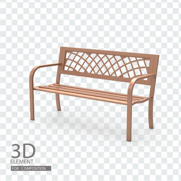 3d modern old and park bench model