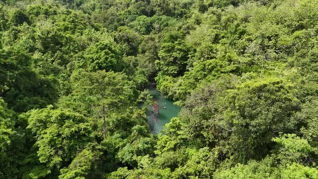 Citumang Pangandaran, green valley.  Citumang Body Rafting is a tour along the river with beautiful natural views