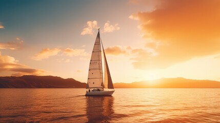 Fototapeta premium Sailboat in the sea. AI generated.