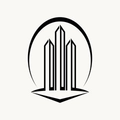 Logo design graphic concept creative premium abstract vector sign unique stock sky building ellipse swoosh. Related to home house property development © Ags_Byn