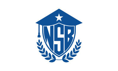 NSB three letter iconic academic logo design vector template. monogram, abstract, school, college, university, graduation cap symbol logo, shield, model, institute, educational, coaching canter, tech
