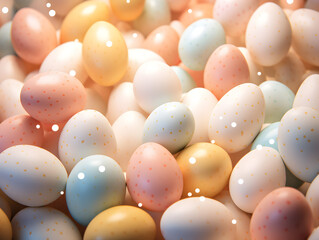 Top view of abstract background with colorful easter eggs