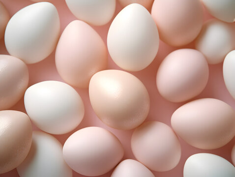 Top view abstract background with pastel easter eggs