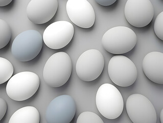 Top view abstract background with pastel grey and white easter eggs