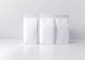 A group of white bags. 