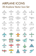 Airplane vector icon set