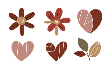 Abstract floral hearts vector clipart. Valentine's day vector clipart.