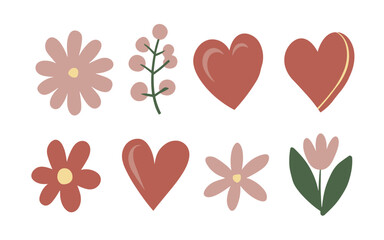 Abstract floral hearts vector clipart. Valentine's day vector clipart.