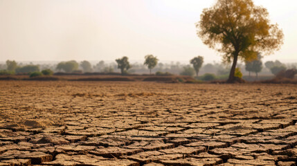 drought field in the morning