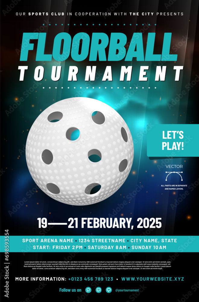 Canvas Prints floorball tournament poster template with ball and sample text in separate layer - vector illustrati