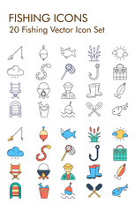 Fototapeta premium Fishing vector icon set