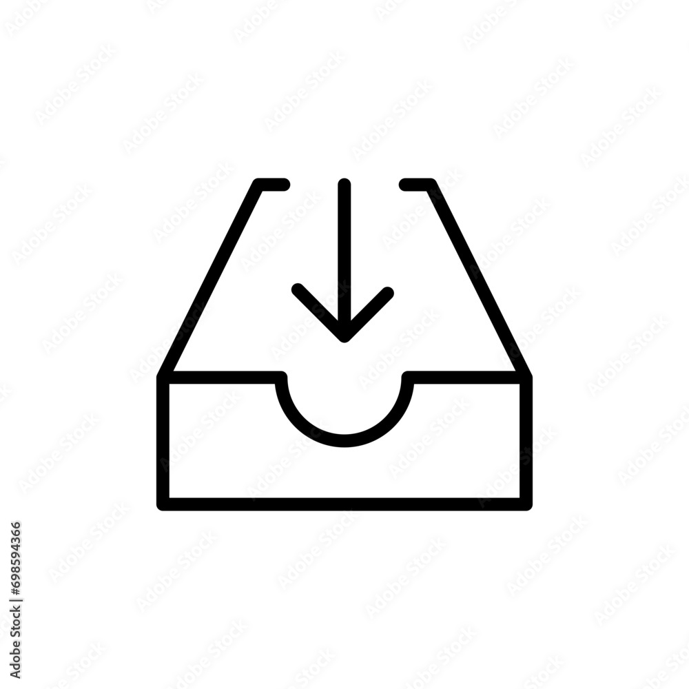 Fototapete save inbox icon with arrow down , download archive folder icon, data storage import icon sign - save folder file icon button. web vector icon