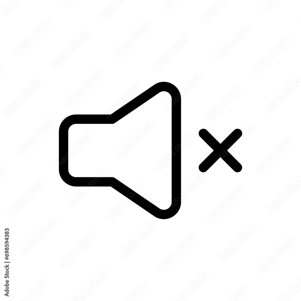 Poster mute icon no sound symbol volume speaker off icons - silent icon symbol. web vector icon
