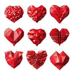 set of red hearts for valentine day.