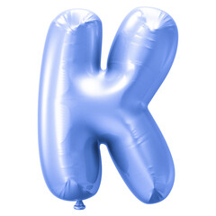 K Balloon Font Blue 3D Rendering