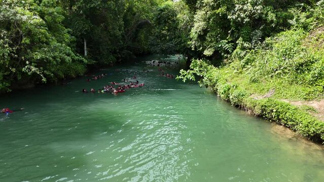 Citumang Pangandaran, green valley.  Citumang Body Rafting is a tour along the river with beautiful natural views