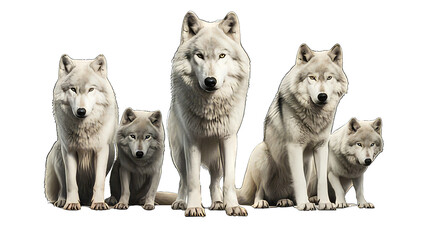 Fototapeta premium Group of Wolf isolated on png transparent background.