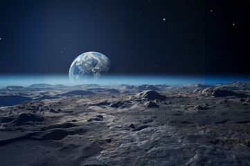 Mondlandschaft mit Blick auf die Erde