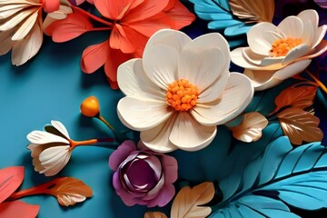 3d render flower pattern poster decoration card textile fabric generative Al