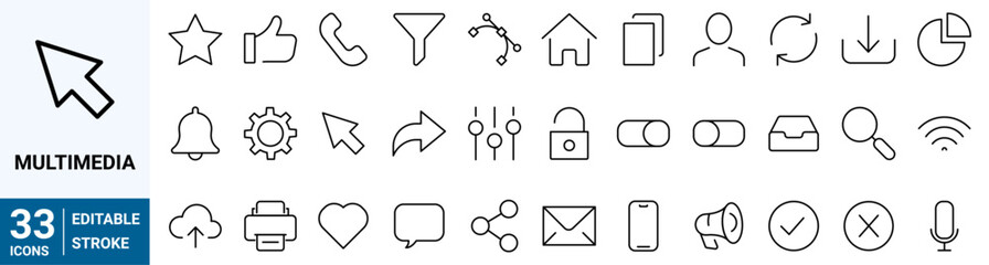 web and mobile devices icons. Ux Ui. mobile App, Print Editable stroke.