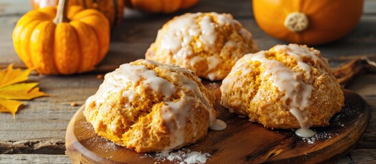 Hokkaido pumpkin scones with glaze.