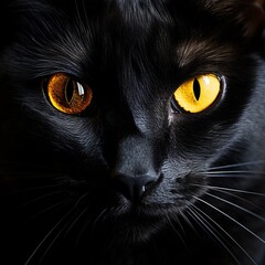 Nice yellow eyes black cat image Generative AI