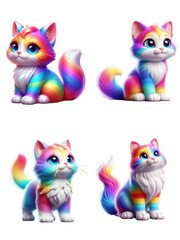 Fototapeta premium rainbow striped cat gesture