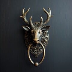 An exotic brass knocker on a door. Great for stories of architecture, vintage, antiques, classic, history and more. 