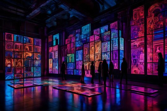 A luminous and vibrant art installation, featuring an array of glowing sculptures and interactive light projections that create an immersive and captivating visual experience
