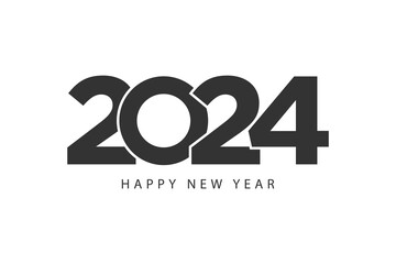 Simple style lines happy new year 2024 black white theme
