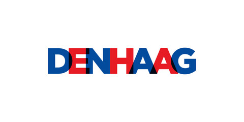 Den Haag in the Netherlands emblem. The design features a geometric style, vector illustration with bold typography in a modern font. The graphic slogan lettering.