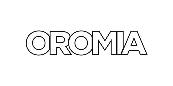 Oromia in the Ethiopia emblem. The design features a geometric style, vector illustration with bold typography in a modern font. The graphic slogan lettering.