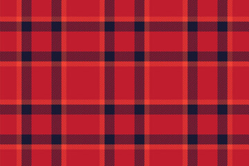 Plaid background, check seamless pattern in red. Vector fabric texture for textile print, wrapping paper, gift card or wallpaper.