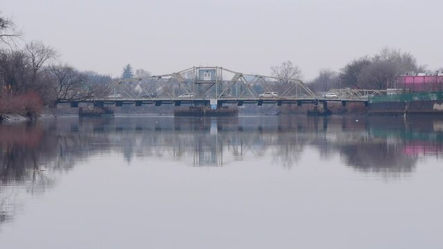 Lyndhurst New Jersey USA December 24: Looking at passing by car from city park, overcast weather city life theme