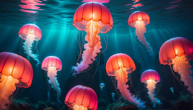 Beautiful jellyfish in the sea.