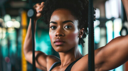 Obraz premium portrait black sporty woman in the gym