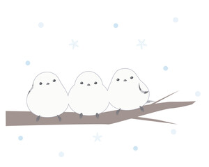 雪の中のシマエナガのイラスト