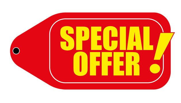 Cartel o etiqueta en inglés  "Special Offer", para website y aplicaciones. Icono, vector e ilustración. 