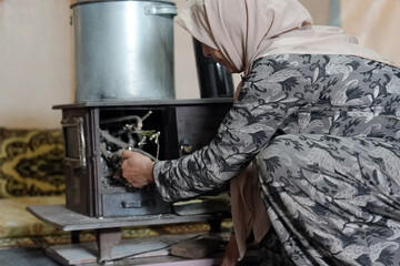 World Refugee Day. Syrian refugee suffer from tragic humanitarian conditions in winter. 