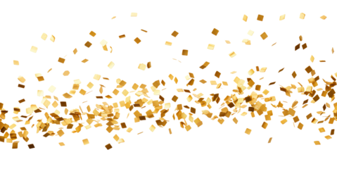 Gold confetti falling, cut out