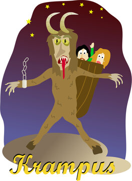 Image of evil Krampus into night