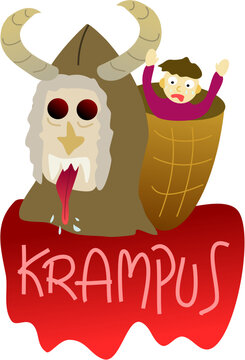 Image of scary Krampus kidnapping kids