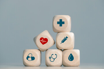 wood cube block with Medical treatment and care
