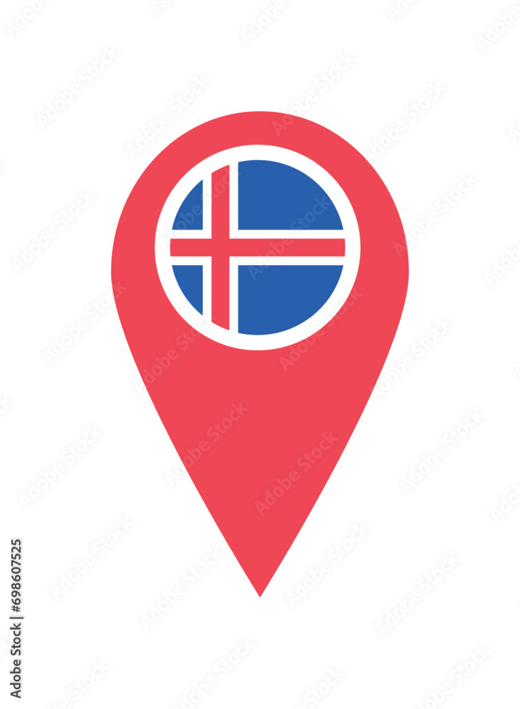 Wall mural iceland flag location pointer