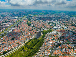 Obraz premium Vista aérea da região do Shopping Unimart em Campinas São Paulo. 