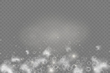 This vector template shows a bath foam with shampoo bubbles isolated on a transparent background. It can be used for advertising purposes. Mousse bath foam. - obrazy, fototapety, plakaty