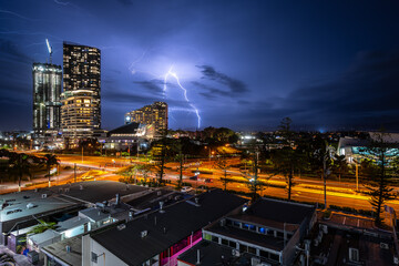 Fototapeta na wymiar Gold Coast, Queensland, Australia - Lightning in Broadbeach