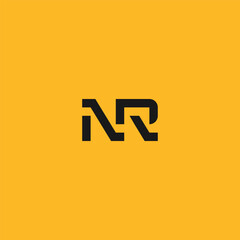  NR monogram logo in stencil mechanical letter style.