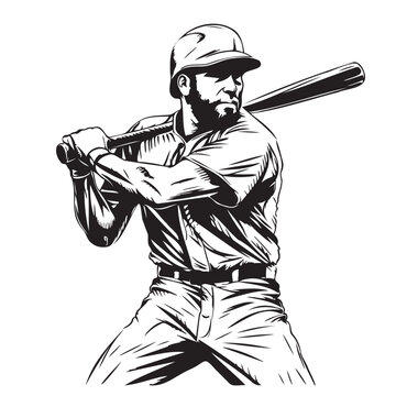 recommend clip art: Baseball player sketch hand drawn Vector Sport