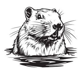 Beaver head sketch hand drawn Vector illustration Wild animals - obrazy, fototapety, plakaty